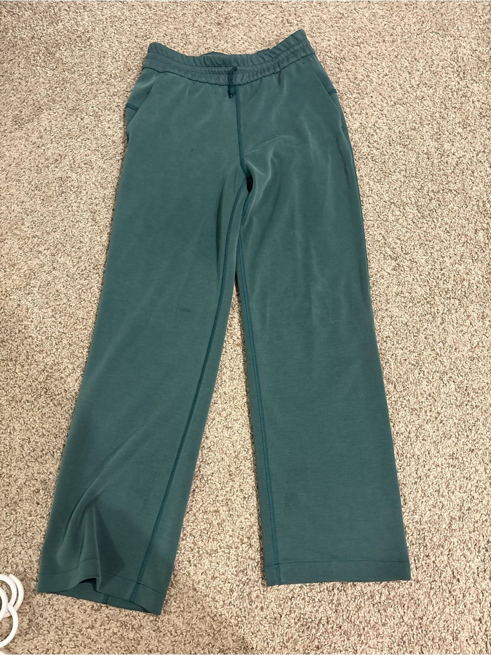 Lululemon Softstreme Pant Short 28’ Inseam, Size 4, Storm Teal, Two small stains